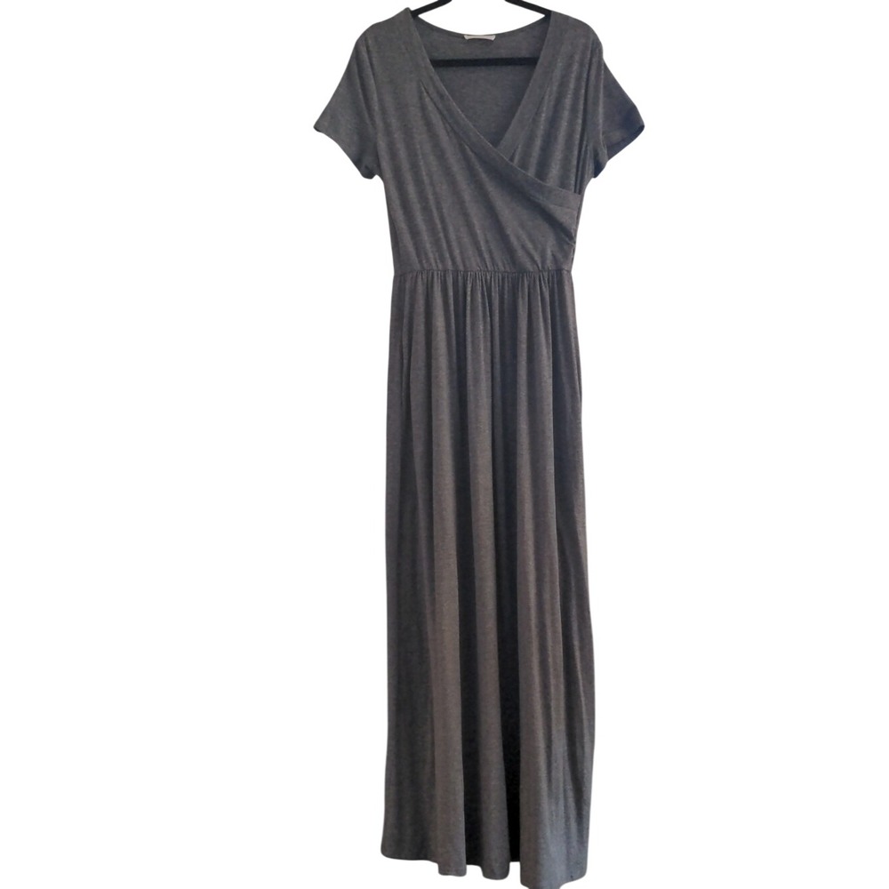 Reborn Charcoal Gray Wrap-Front Maxi Dress Large